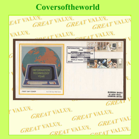 G.B. 1982 Information Technology set on silk First Day Cover, World Trade Centre