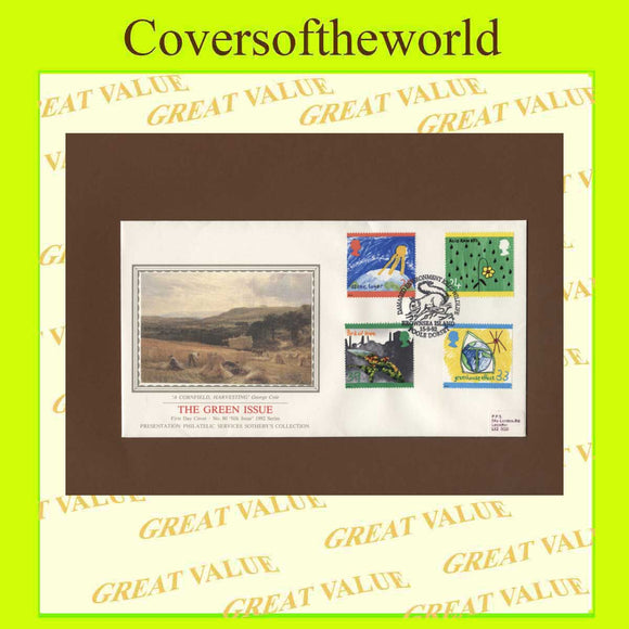 G.B. 1992 The Green Issue set on PPS silk First Day Cover, Brownsea Island