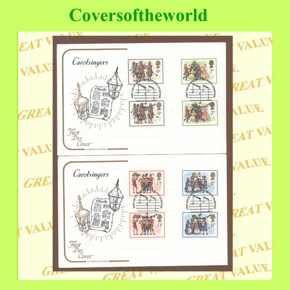 G.B. 1978 Christmas Gutter Pairs set on two Cotswold First Day Covers, Bureau, Edinburgh