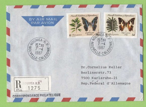 French New Caledonia 1987 Plants & Butterflies on registered cover to Germany