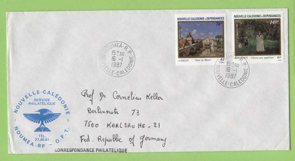 French New Caledonia 1987 Paintings set (86) on cover to Germany