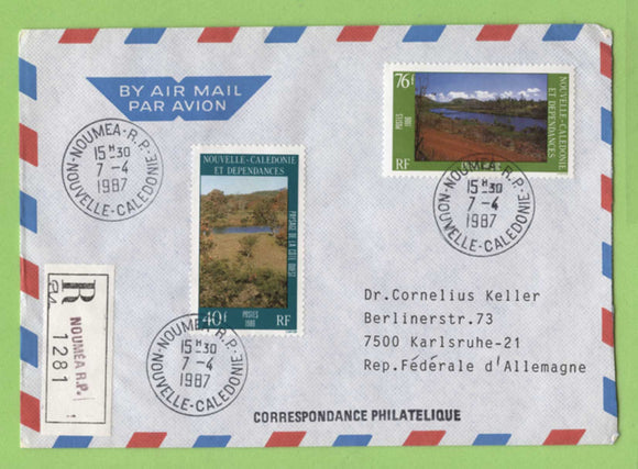 French New Caledonia 1987 Landscapes set (86) on registered cover to Germany