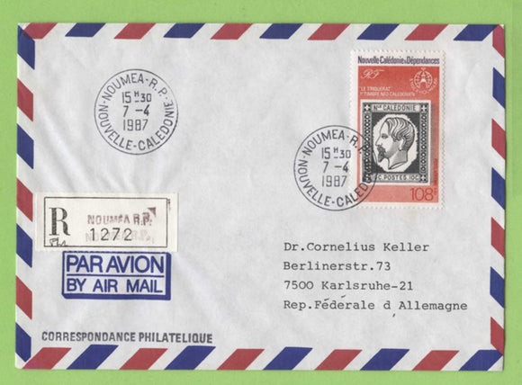 French New Caledonia 1987 Air. Stockholmia 86 on registered cover to Germany