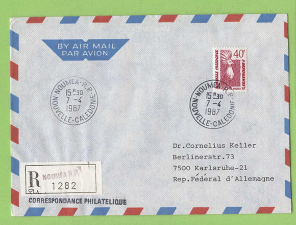 French New Caledonia 1987 40f 'Kagu' (85) on registered cover to Germany