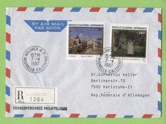 French New Caledonia 1987 Paintings Set (86) on registered cover to Germany