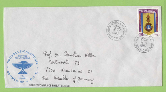 French New Caledonia 1987 25th Anniv of Noumea Lions Club on Philatelic Bureau cover to Germany