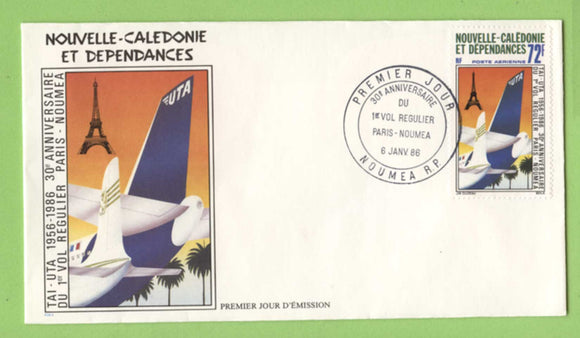 French New Caledonia 1986 Air. 30th Anniv of Scheduled ParisNoumea Flights First Day Cover