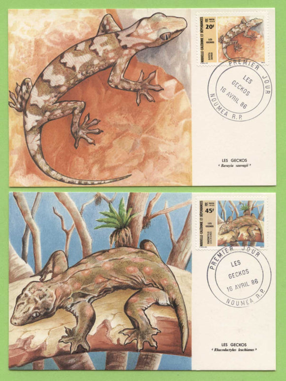 New Caledonia 1986 Geckos set of Maximum Cards, FDI