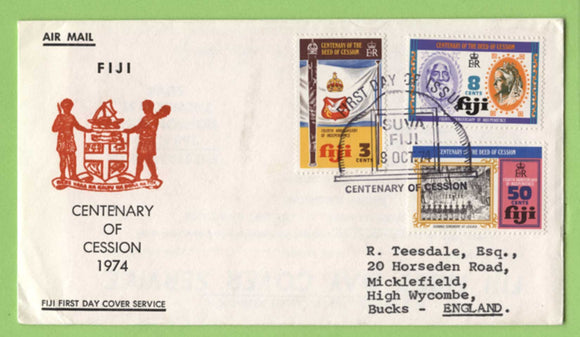 Fiji 1974 Centenary of Deed of Cession set on First Day Cover