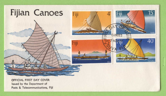 Fiji 1977 Canoes set on First Day Cover