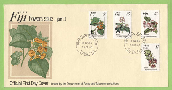 Fiji 1983 Flowers (1st series) set on First Day Cover