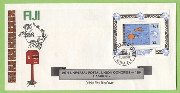 Fiji 1984 Universal Postal Union Congress miniature sheet on First Day Cover