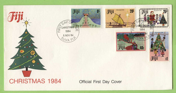 Fiji 1984 Christmas. Children's Paintings set on First Day Cover