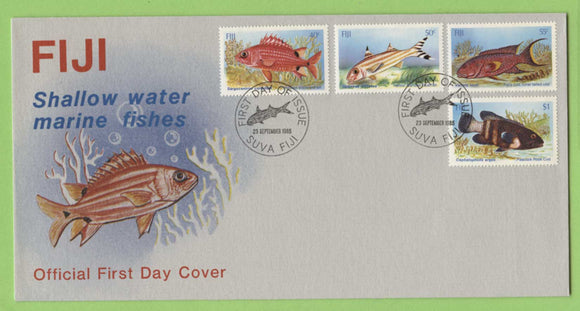 Fiji 1985 Shallow Water Marine Fish set on First Day Cover