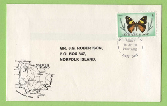 Norfolk Island 1980 Last Day of Penny Postage special cancel cover