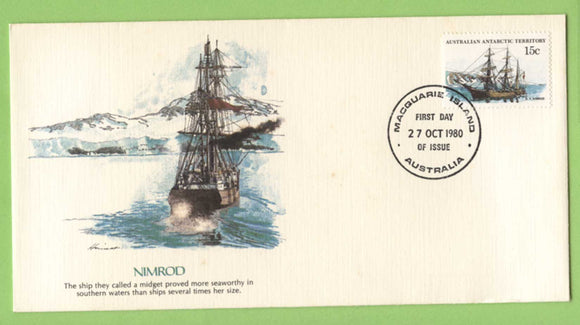 Australian Antarctic 1980 5c - Nimrod (stern view) (Shackleton's ship) First Day Cover