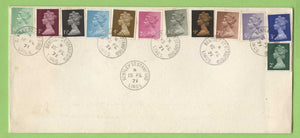 G.B. 1971 machin definitives on plain First Day Cover, Stamford lincs. cds No strike Cachet