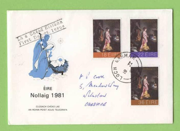 Ireland 1981 Christmas set on addressed First Day Cover