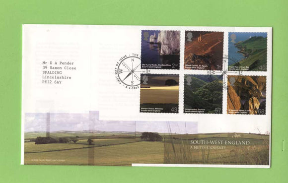G.B. 2005 South West England set on Royal Mail First Day Cover, Lizard