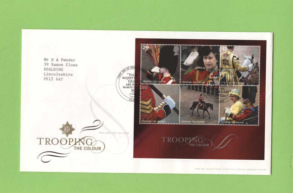 G.B. 2005 Trooping The Colour miniature sheet on Royal Mail First Day Cover, London SW1