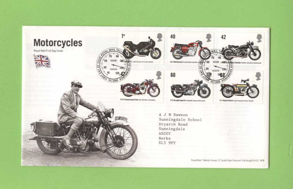 G.B. 2005 Motorcycles set on Royal Mail First Day Cover, Tallents House