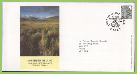 G.B. 2005 42p Northern Ireland regional on Royal Mail First Day Cover, Belfast