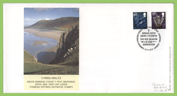 G.B. 2010 60p & 97p Wales regional on Royal Mail First Day Cover, Cardiff