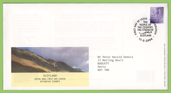 G.B. 2004 40p Scotland regional on Royal Mail First Day Cover, Edinburgh