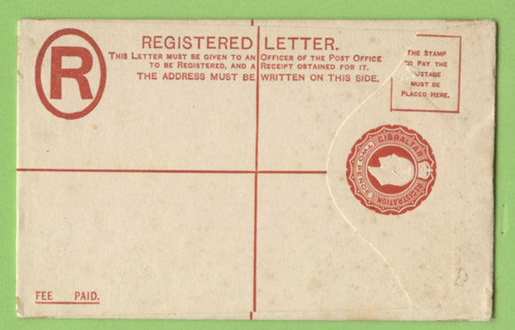 Gibraltar 1912 KGV 2d registered postal stationery envelope