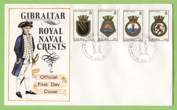 Gibraltar 1986 Royal Naval Crests set on First Day Cover
