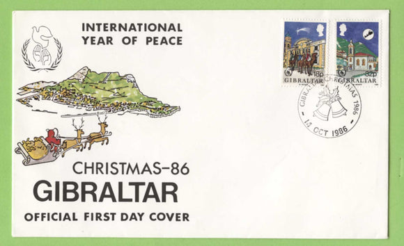 Gibraltar 1986 Christmas set on First Day Cover