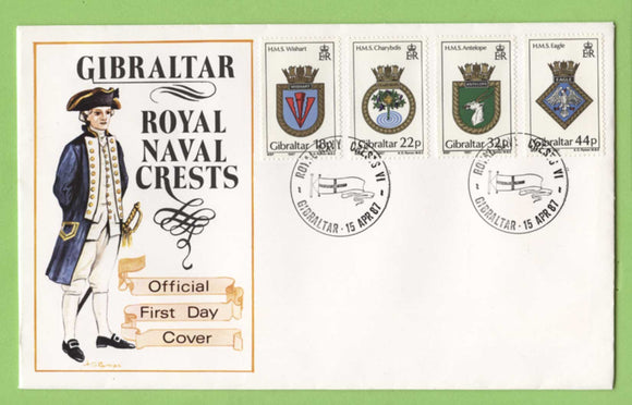 Gibraltar 1987 Royal Naval Crests set on First Day Cover