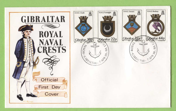 Gibraltar 1988 Royal Naval Crests set on First Day Cover