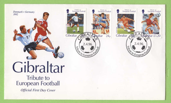 Gibraltar 1996 European Football set on First Day Cover