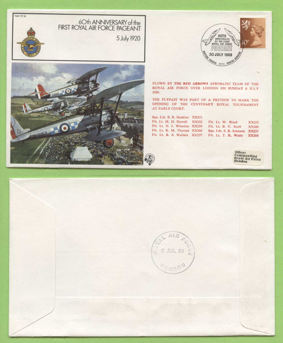 G.B. 1980 60th Anniversary of First RAF Pageant flown cover