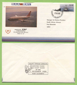 South Africa 1989 SAA/SAL Boeing 737 Flight Cover, Johannesburg to Port Elizabeth