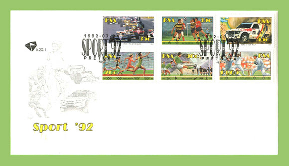 South Africa 1992 Sports set on First Day Cover