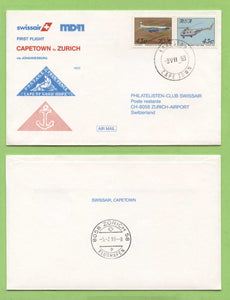 South Africa 1993 Swissair First Flight Cover, Capetown to Zurich