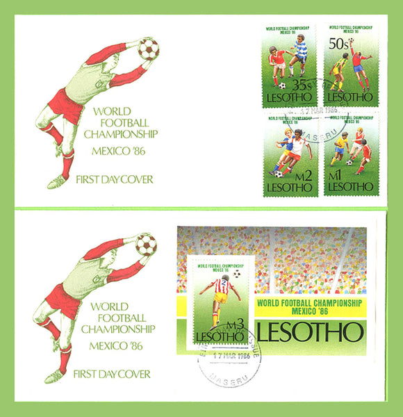 Lesotho 1986 World Cup Football Championship, Mexico set & M/S on two First Day Covers