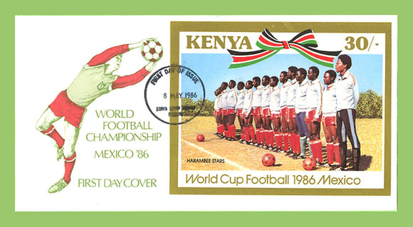 Kenya 1986 World Cup Football Championship, Mexico mini sheet on First Day Cover