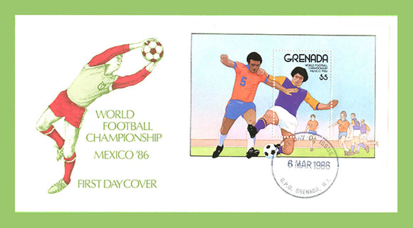 Grenada 1986 World Cup Football Championship, Mexico mini sheet on First Day Cover