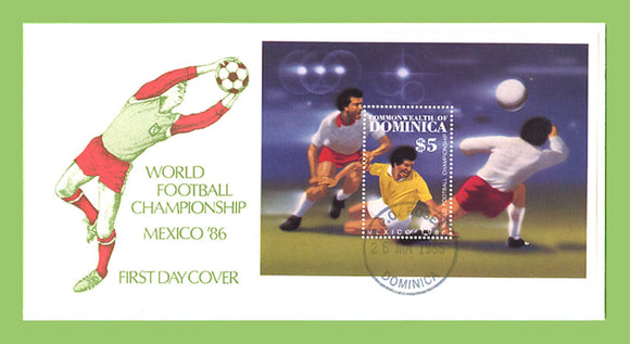 Dominica 1986 World Cup Football Championship, Mexico mini sheet on First Day Cover
