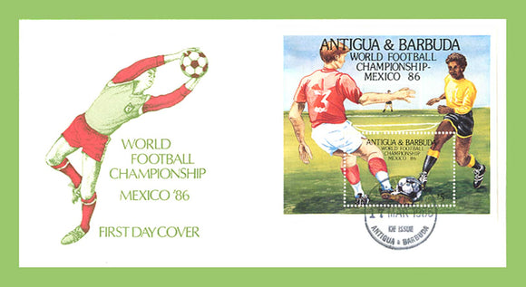Antigua & Barbuda 1986 World Cup Football Championship, Mexico mini sheet on First Day Cover
