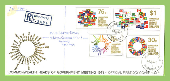 Singapore 1971 Commonwealth Heads of Government Meeting set on registered First Day Cover