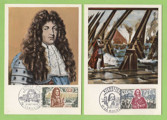 France 1970 Richelieu and King Louis XV Maximum Cards, FDI