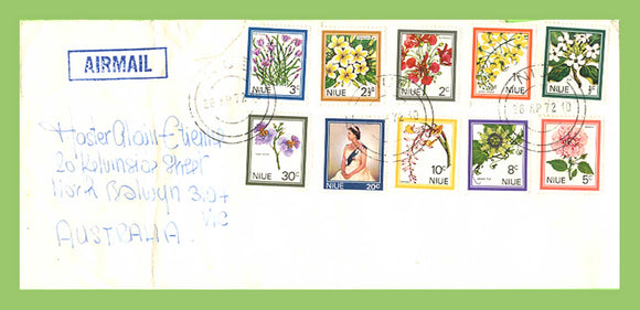 Niue 1972 Flowers set on plain cover