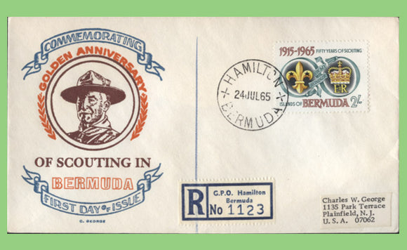 Bermuda 1965 2/- Scouting Anniversary on First Day Cover