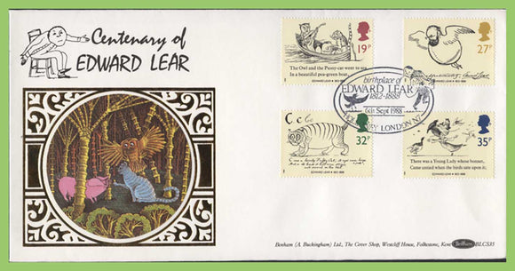 G.B. 1988 Edward Lear set on Benham First Day Cover, London N7