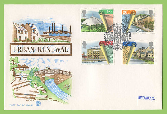 G.B. 1984 Urban Renewal set on Stuart First Day Cover, City of Durham
