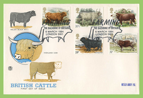 G.B. 1984 British Cattle set on Stuart First Day Cover, London SW1
